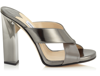 Jimmy Choo Taris Twilight Patent and Anthracite Mirror Leather Mules