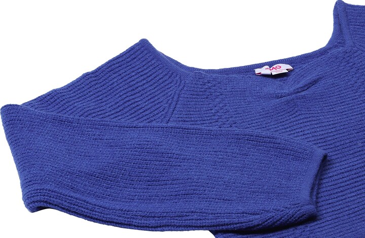 myMo Women's Chic Square Neck Cropped Knitted Jumper Royal Blue