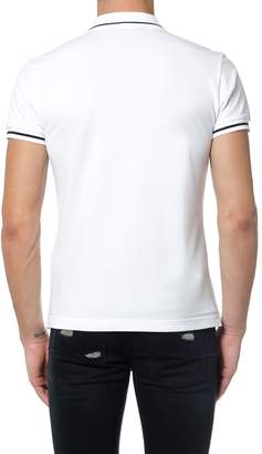 Christian Dior T-shirt Polo With Black Bee Embroidery In White Piqué