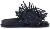 Thumbnail for your product : MM6 MAISON MARGIELA Black Leather Slipper With Interweaving And Fringes
