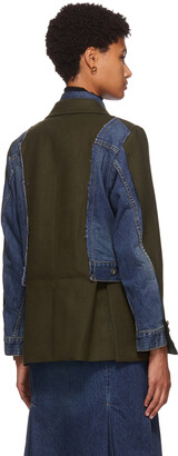 Sacai Khaki & Blue Wool Denim Combo Jacket