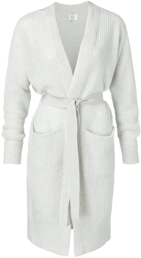 long belted cardigan