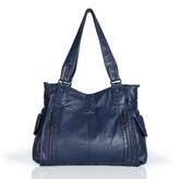 Thumbnail for your product : Angel Kiss Angelkiss 2 Top Zippers Multi Pockets Purse for Women/Washed Leather Purses/Shoulder Bags/Handbags 1193