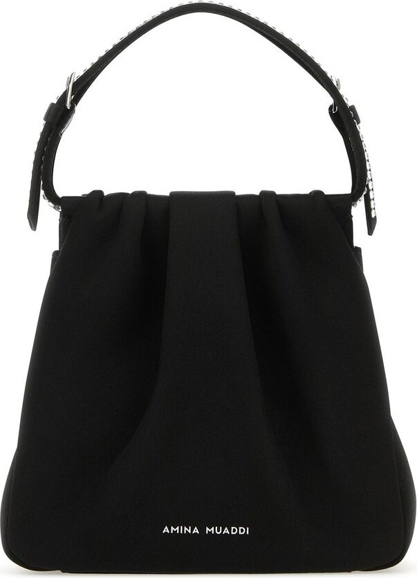 Amina Muaddi Vittoria Embellished Satin Tote Bag