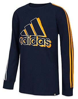 adidas Boys' Logo 3 Stripe Long Sleeve Cotton Tee - Big Kid - ShopStyle