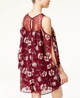 Thumbnail for your product : Trixxi Juniors' Printed Lace-Trim Cold-Shoulder Shift Dress