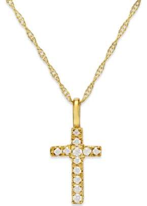 Macy's Diamond Accent Cross Pendant Necklace in 14k Gold