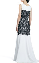 Thumbnail for your product : Tadashi Shoji Bicolor Lace-Overlay Gown