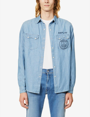 replay denim shirt mens