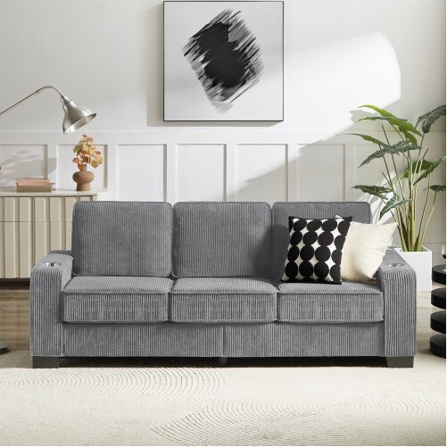 Ridstar83.86in.WModernCompressedSofawith3-SeaterForLivingRoom&Bedroom-Gray
