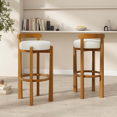 Latitude Run Elise Indoor Wooden Low Back Barstool Upholstery Set of 2