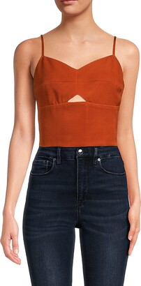 Urban Threads ribbed crop top with keyhole in black