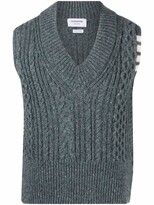 Thumbnail for your product : Thom Browne cable-stitch V-neck sleeveless vest