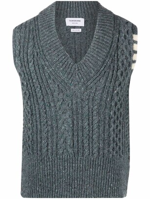 Thom Browne cable-stitch V-neck sleeveless vest