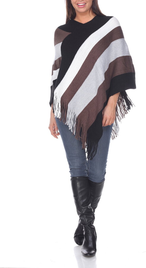 White Mark Fashion Women’s Olenna Fringe Poncho