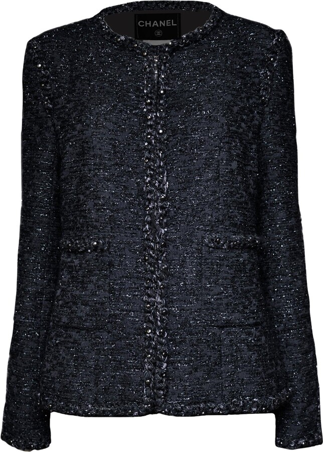 Chanel 9k$ Paris / Dallas Black Shimmer Tweed Jacket 42 Fr