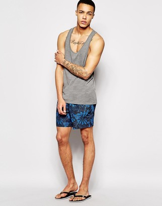ASOS Swim Shorts With Hibiscus In Mid Length