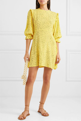 Faithfull The Brand Edwina Ruffled Floral-print Crepe Mini Dress - Yellow