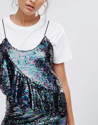 Mad But Magic Sequin Cami Dress With Frill