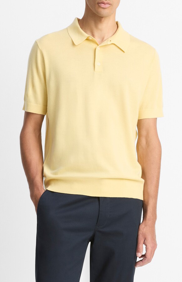 Vince Short Sleeve Wool & Cashmere Polo Sweater