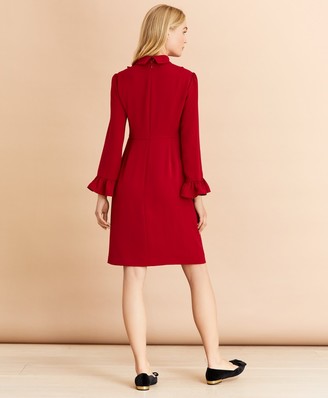 Brooks Brothers Crepe Ruffle-Trimmed Dress