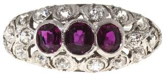 Platinum with 0.35ct Diamond and 0.75ct Red Ruby Art Deco Ring Size 7