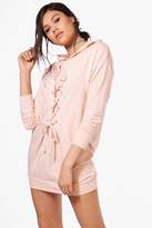 Thumbnail for your product : boohoo Isobel Lace Up Front Sweat Dress