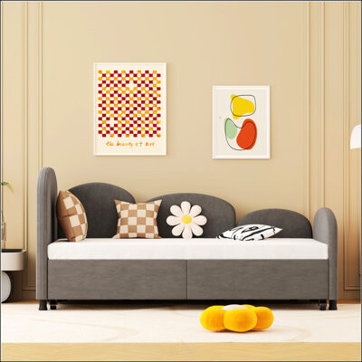 Stylish Velvet Upholstered Daybed With Flower Shape Design And Storage Drawer, Perfect For Bedroom And Living Room.