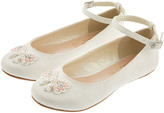 Thumbnail for your product : Monsoon Kylie Crystal Bow Shimmer Ballerina Shoes Ivory