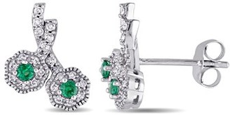 Laura Ashley Diamond & Created Emerald Stud Earrings.