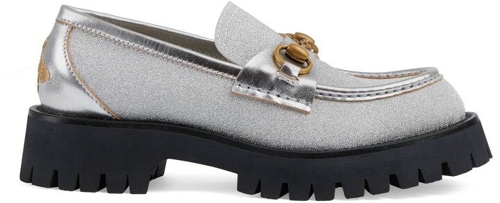 silver gucci loafers