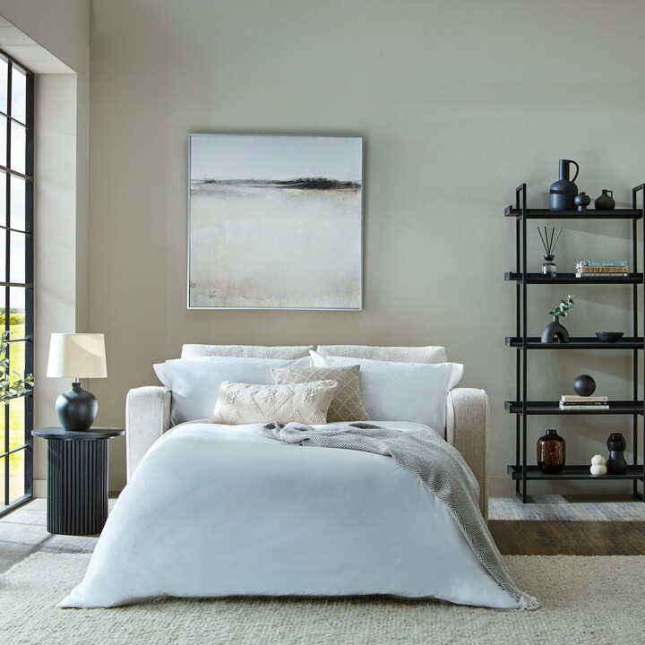 Dunelm Carson Deep Sit Chunky Chenille Luxury 2 Seater Sofa Bed White