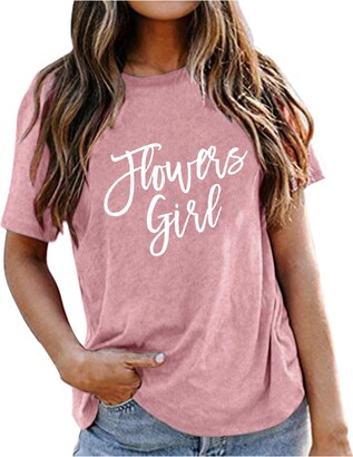 Generic Womens Graphic Tees T-Shirt Single Party Short Print Sleeve Women's  Bride Shirt Fashion Women's Blouse Cute Tops for Women Trendy Going Out  (Pink L) - ShopStyle
