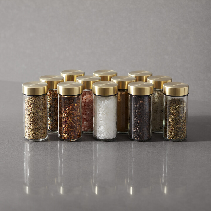Belwares Spice Jar Rack, 12 Durable Glass Jars in Sleek