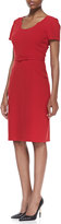 Thumbnail for your product : David Meister Short-Sleeve Belted Sheath Dress, Crimson