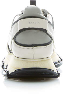 Lanvin Reflective Leather Low-Top Sneakers