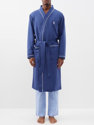 Polo Ralph Lauren Logo-embroidered Cotton-blend Robe in Blue for Men Mens Clothing Nightwear and sleepwear Robes and bathrobes 