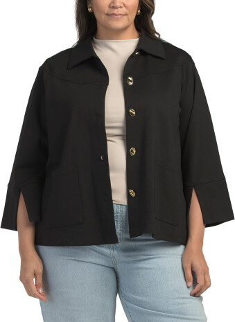 TJMAXX Plus Ponte Swing Jacket For Women, Nylon/Spandex/Rayon