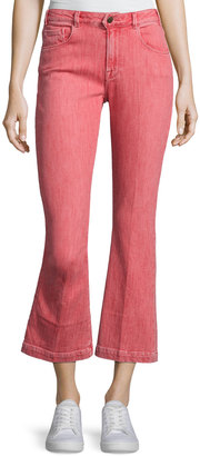Frame Le Color Crop Mini Boot-Cut Jeans, Crimson