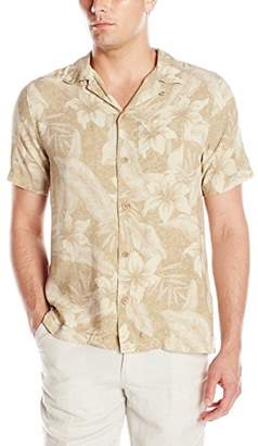 Caribbean Joe Men's Slim Fit Short Sleeve Button up Tonal Rayon Hawaiian Shirt