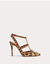 Thumbnail for your product : Rockstud Leopard Print Canvas Pump With Straps 100 Mm