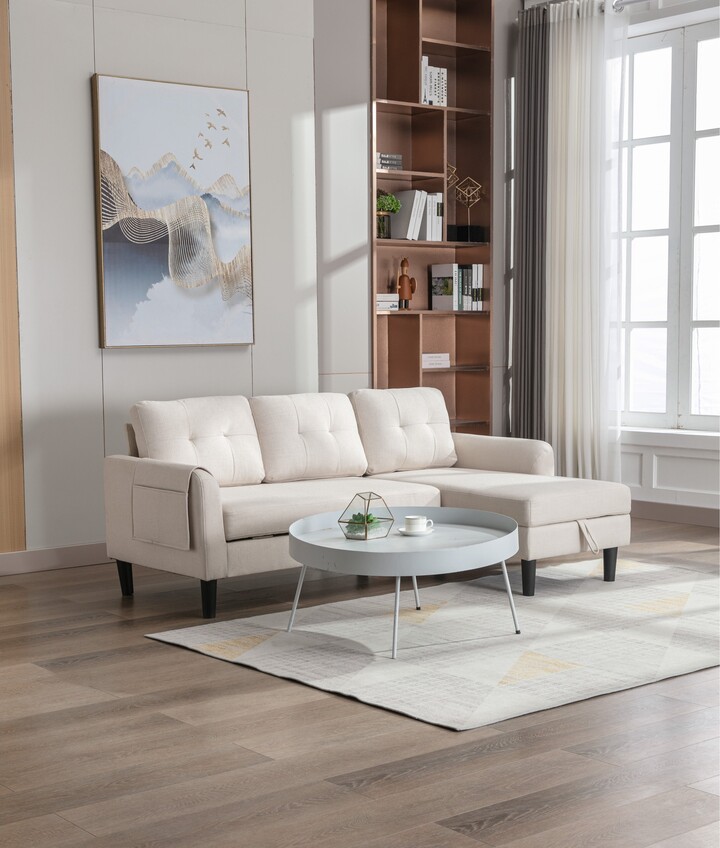 RASOO Modern Fabric Sectional Sofa, Recliner Sleeper Sofa with Storage