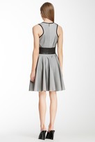 Thumbnail for your product : Robert Rodriguez Bonded Mesh & Leather Flare Dress