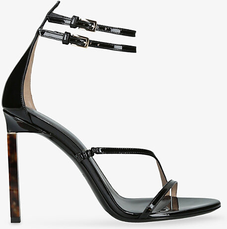 Tom Ford Womens Black Double-Ankle Strap Patent Leather Heeled Sandals Eur 39.5 / 6.5 Uk Women