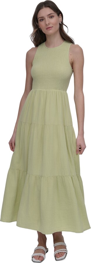Dkny Jeans Women's Cotton Gauze Smocked-Bodice Maxi Dress