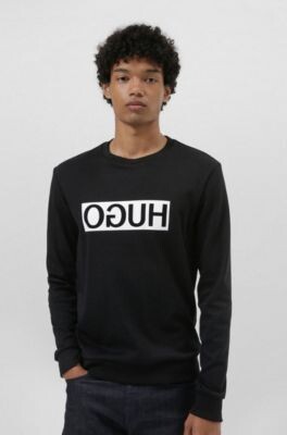 HUGO BOSS Reversed-logo sweatshirt in interlock cotton