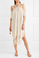 Thumbnail for your product : Caravana - Scorpios Frayed Fringed Cotton-gauze Coverup - Cream