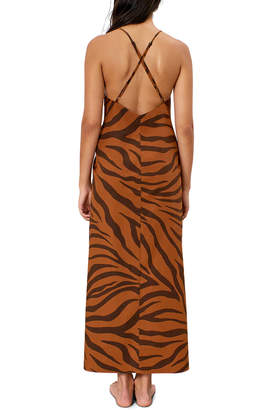 Mara Hoffman Lolita Tiger Stripe Knot-Front Sleeveless Maxi Dress
