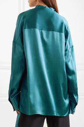 Haider Ackermann Oversized Silk-charmeuse Shirt - Turquoise