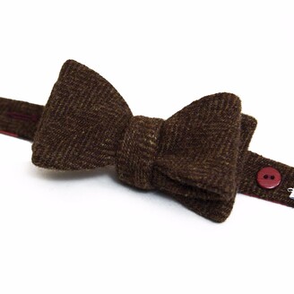 40 Colori - Brown Herringbone Wool Butterfly Bow Tie